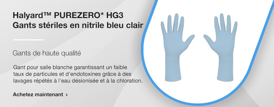Halyard™ PUREZERO* HG3 Gants stériles en nitrile bleu clair